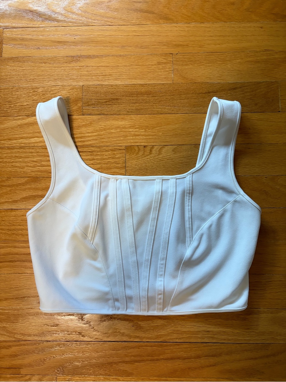 White Women's Structured Square-Neck Crop Top